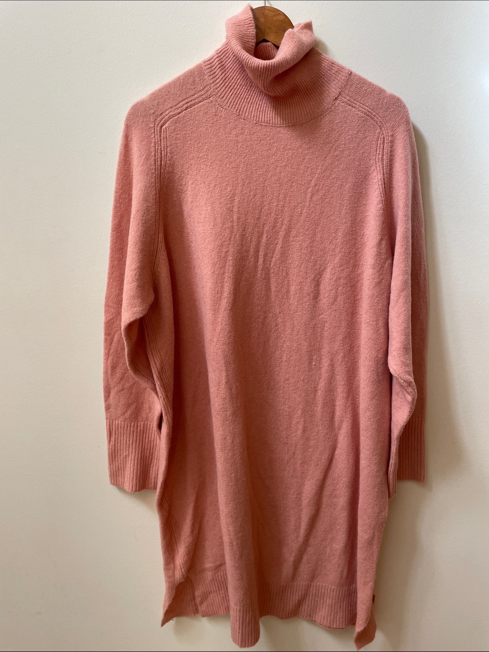 J. Crew Merino Wool Blend Peach Cowl Neck Sweater dress